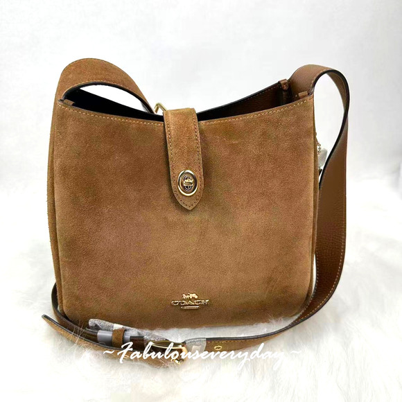 Coach Hadley Convertible Shoulder/Crossbody Bag In Suede/Gold/Sienna CCG43 NWT - Picture 1 of 11